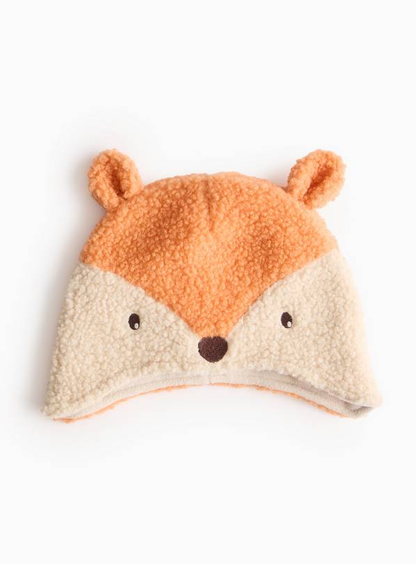 Novelty Fox Print Borg Fleece Winter Hat Newborn